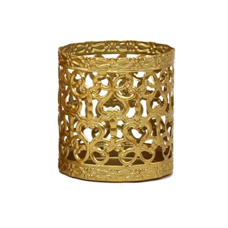 Creative Golden Geometric Hollow Wrought Iron Candle Holder