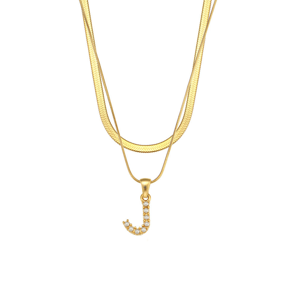 Fiona Layered Gold Initial Letter Necklace