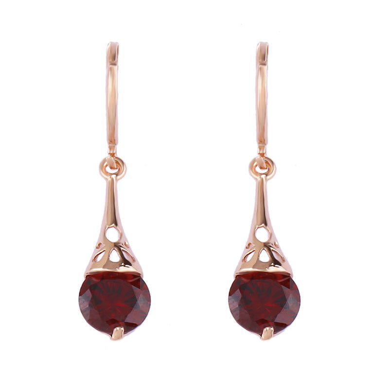 Rose Gold Drop Earrings Copper Zircon