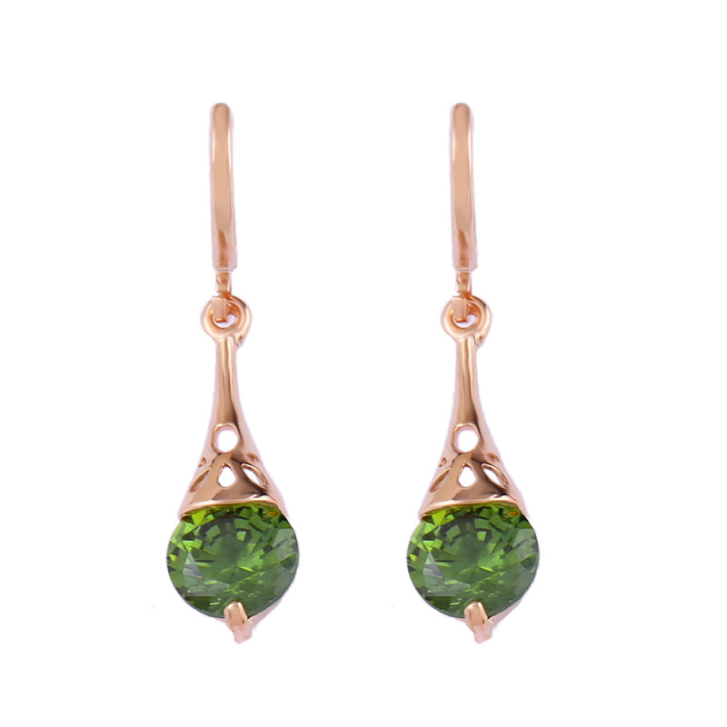 Rose Gold Drop Earrings Copper Zircon