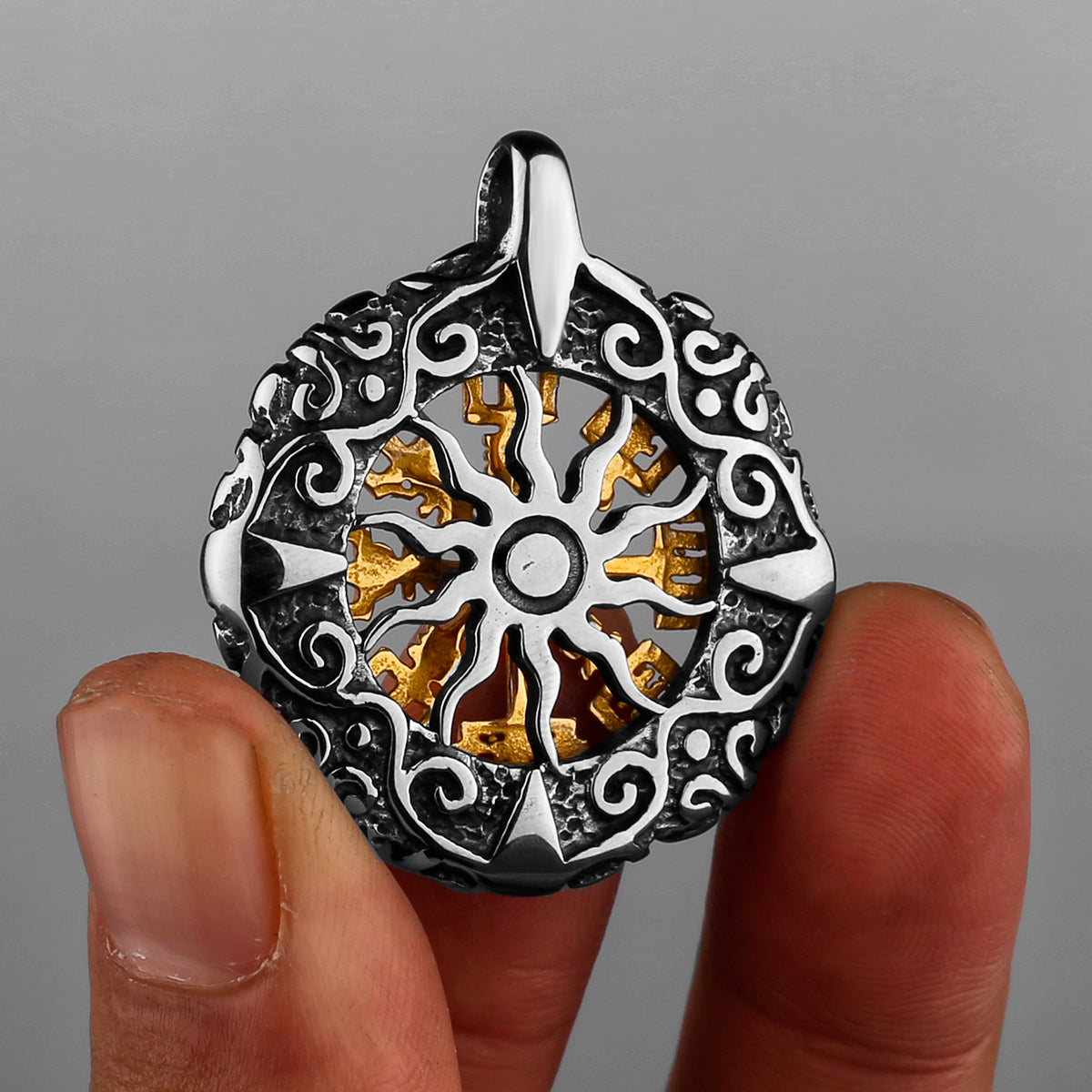 Titanium Steel Pendant Gold Compass Necklace