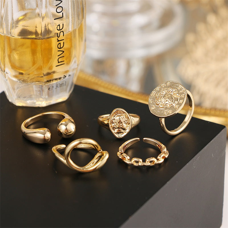 Fashion Personality Geometric Gold Ring Set