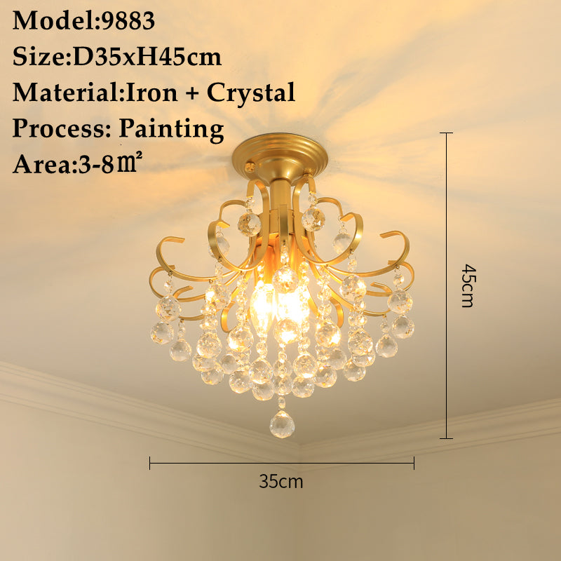 American Small Chandelier Balcony Aisle Corridor Single Head Crystal