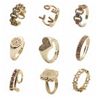 Colorful Zircon Jewelry Micro Setting Gold Adjustable Ring Women
