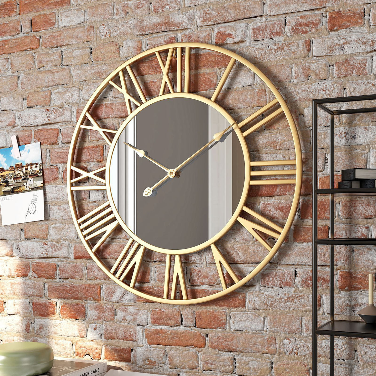 Round Wrought Iron Mirror Clock Wrought Iron Wall Clock
