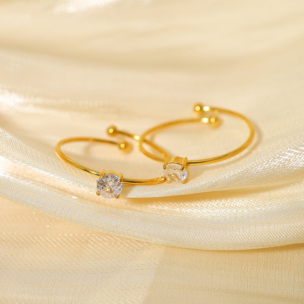 Ultra-fine Micro-inlaid Adjustable Ring Stainless Steel Plated 18K Gold