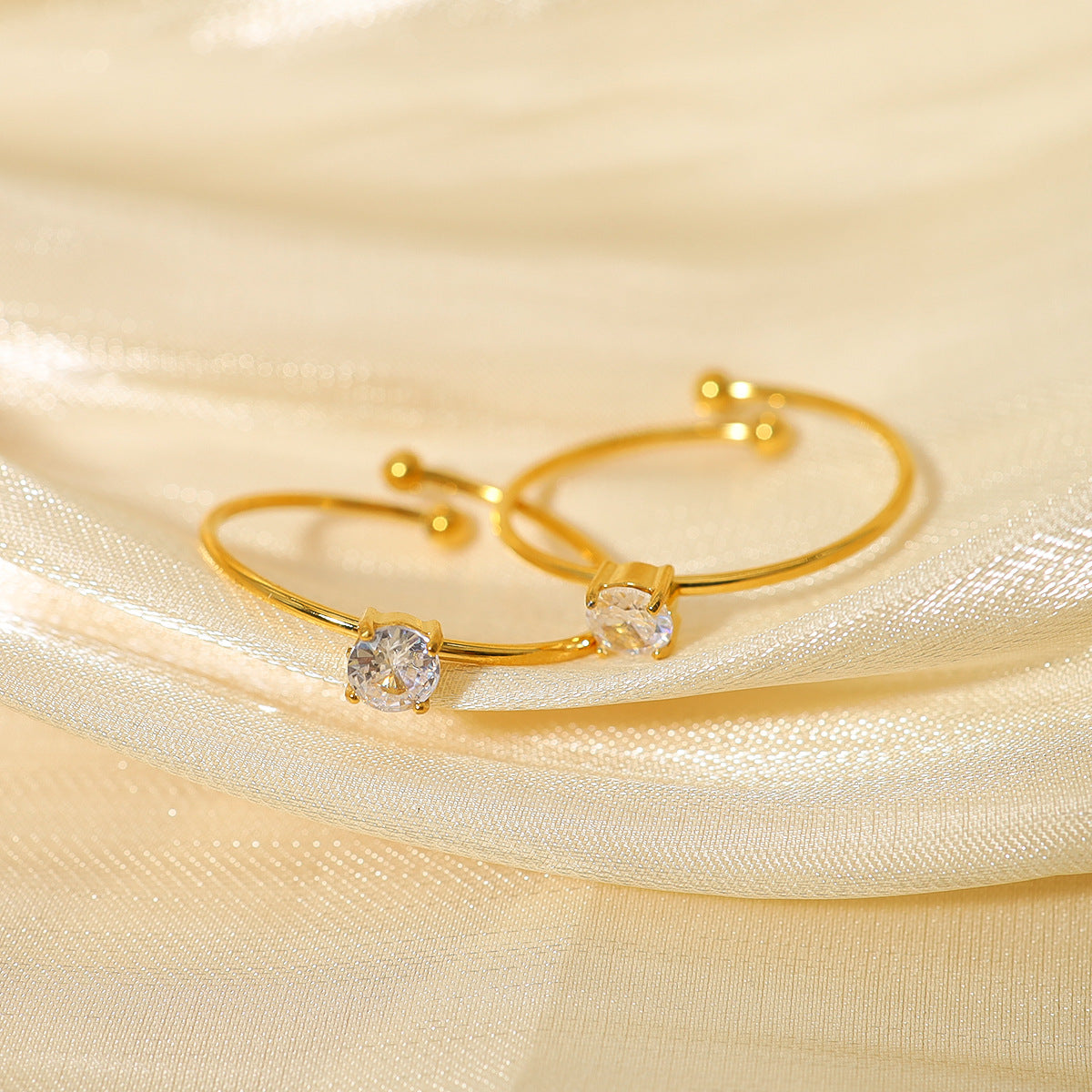 Ultra-fine Micro-inlaid Adjustable Ring Stainless Steel Plated 18K Gold