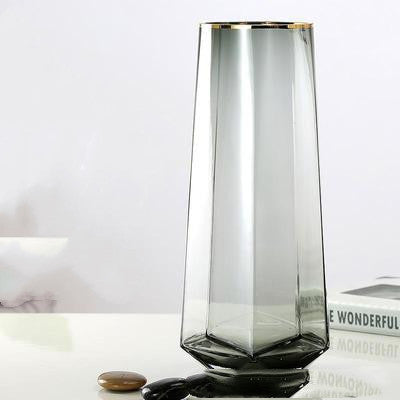 Light Luxury Gold Rim Colored Diamond Vase Rose