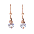 Rose Gold Drop Earrings Copper Zircon