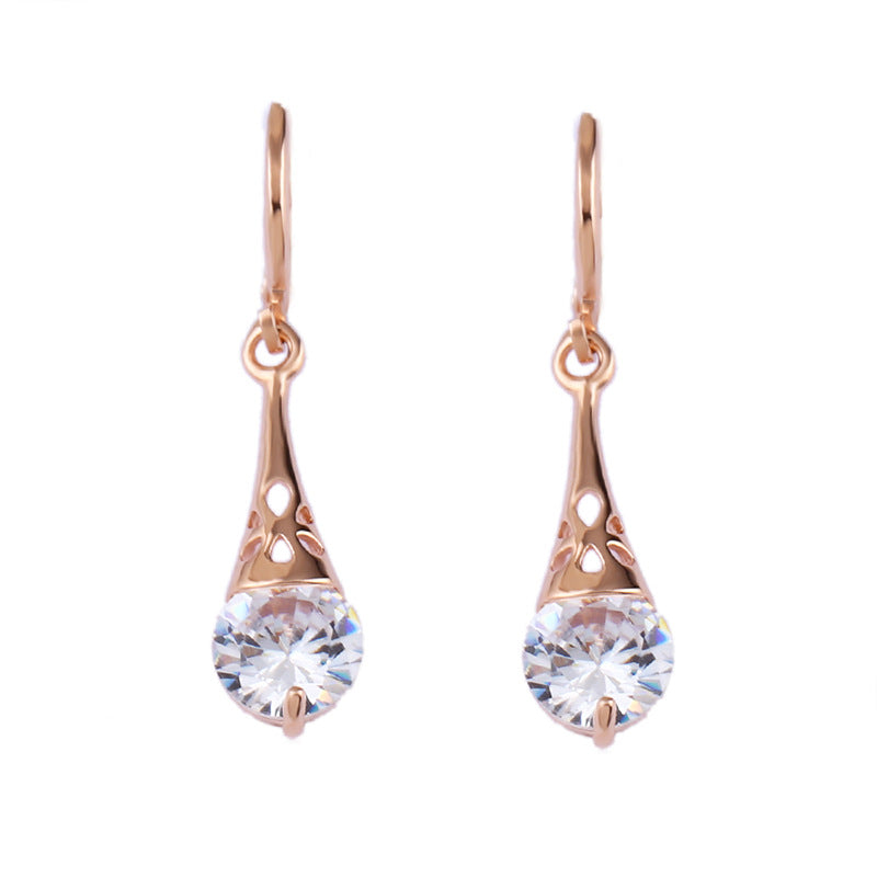 Rose Gold Drop Earrings Copper Zircon