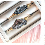 Agate Bead Wrapped Gold And Silver Cuff Bracelet