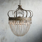 Retro Crystal Chandelier Wrought Iron Forged Crown Lamp