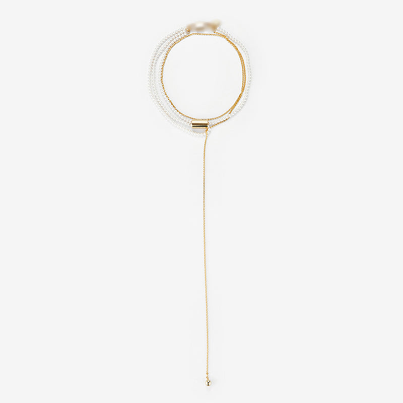 French Vintage Pearl Multi Layered Layered Necklace