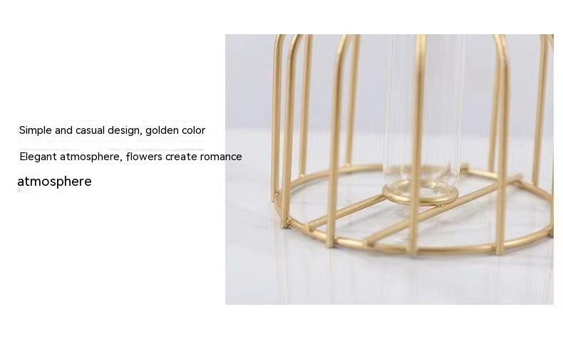 Gold Wrought Iron Vase Photo Shooting Decoration