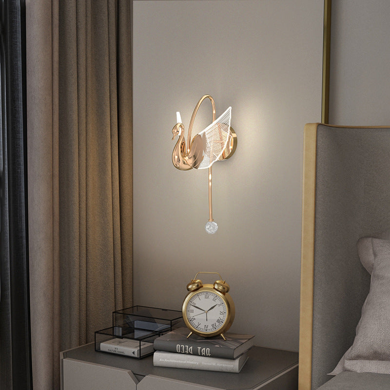 Modern Minimalist Swan Bedroom Bedside Wall Lamp