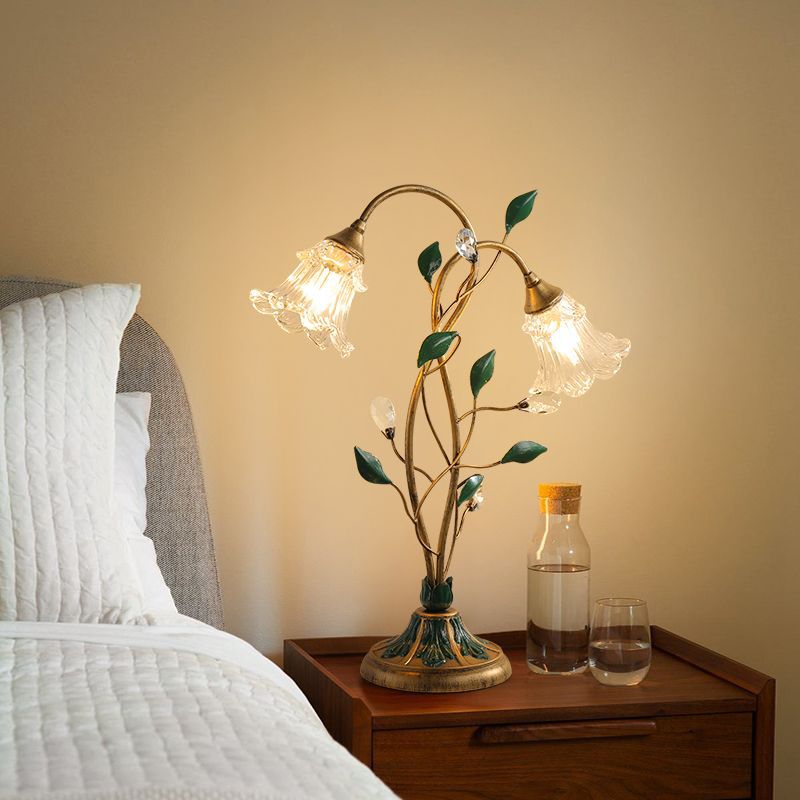 American Style Desk Lamp Bedroom Bedside Lamp Retro Living Room Creative Flower Decoration