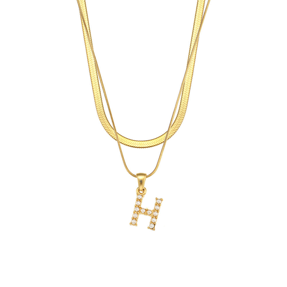 Fiona Layered Gold Initial Letter Necklace