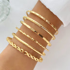 Bohemian Metal Chain Bangle Bracelet Set For Women Geometric Gold Color Thick Link Female Fashion Jewelry