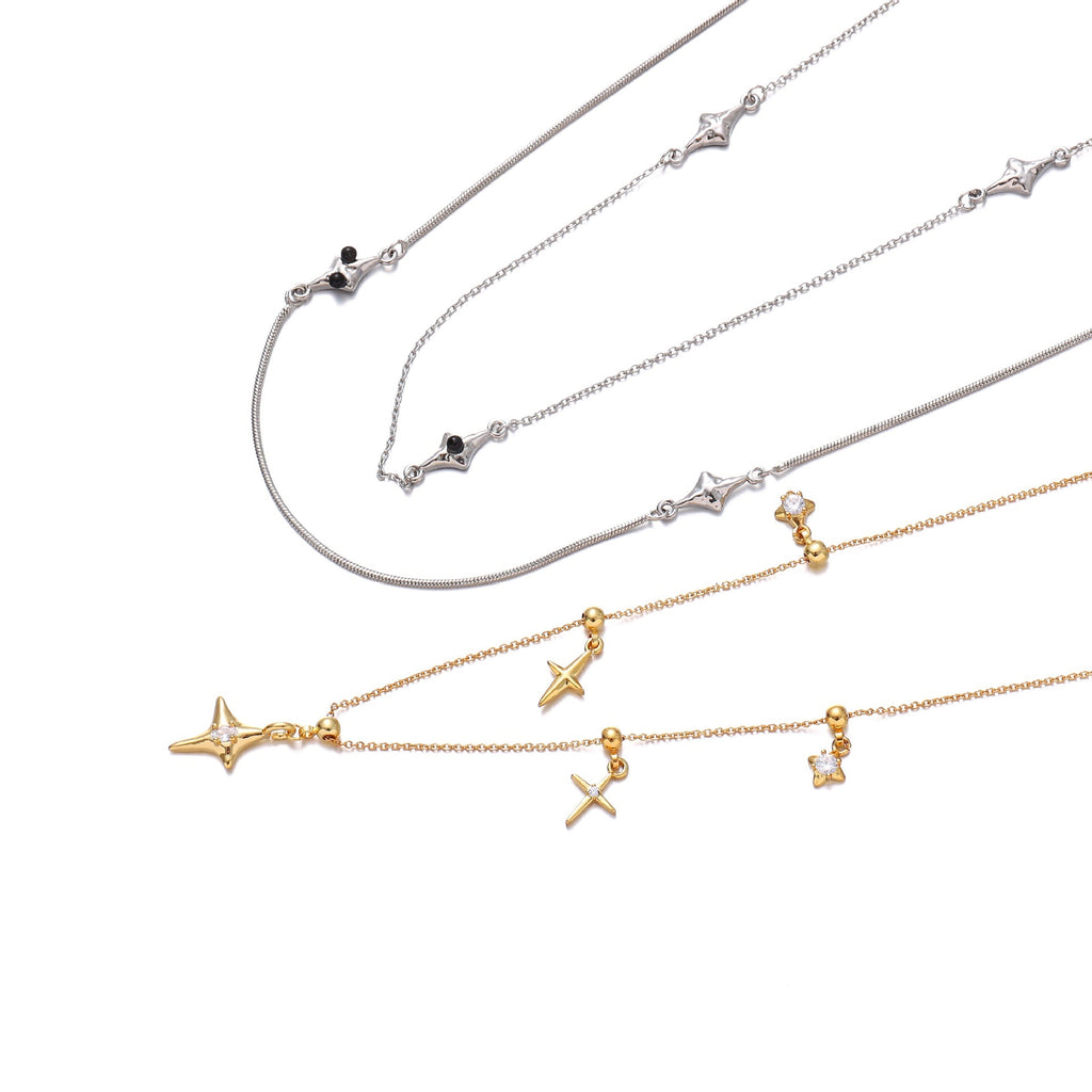 18k Gold Star Pendant Gold And Silver Necklace