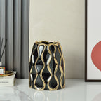 Simple Modern Black And White Gold Plated Ceramic Vase
