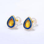 S925 Silver Gold-plated Oil Drop Amber Drop Earrings