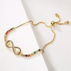 Gold Zircon Fatima Hand Geometric Charm Bracelet