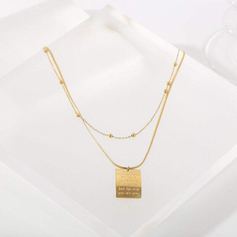 Gold Stainless Steel Pendant Necklace