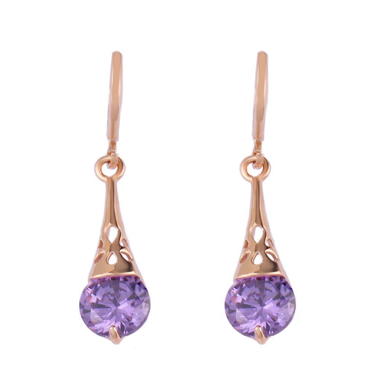 Rose Gold Drop Earrings Copper Zircon