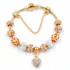 Gold Snake Chain Crystal Heart Bracelet