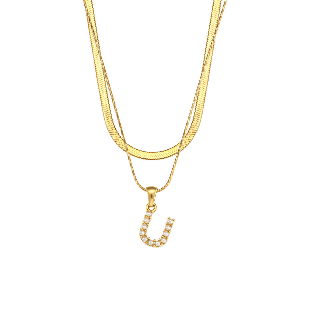Fiona Layered Gold Initial Letter Necklace