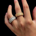 Fashion Statement Hip Hop Zircon Ring Rotatable Cuban Ring