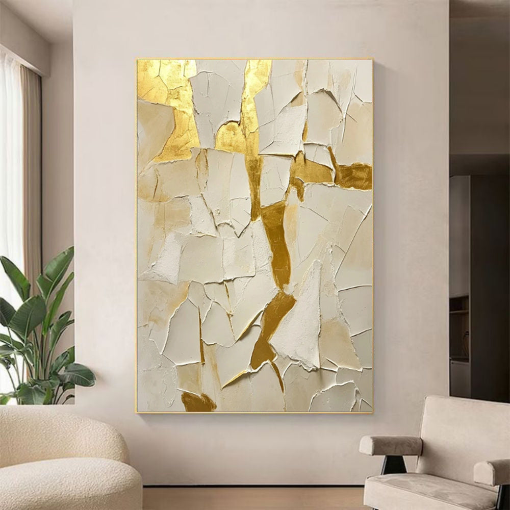 Unique Gift Wedding Decoration Hand Painted Abstract Gold Foil Oil Painting On Canvas Wall Art Picture For Living Room Bedroom