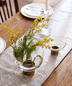 Simple High-grade Transparent Glass Candle Holder With Copper Ring