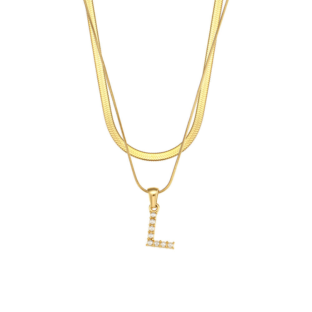 Fiona Layered Gold Initial Letter Necklace
