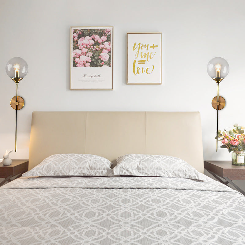 Simple Glass Wall Lamp Creative Bedroom Bedside Lamp