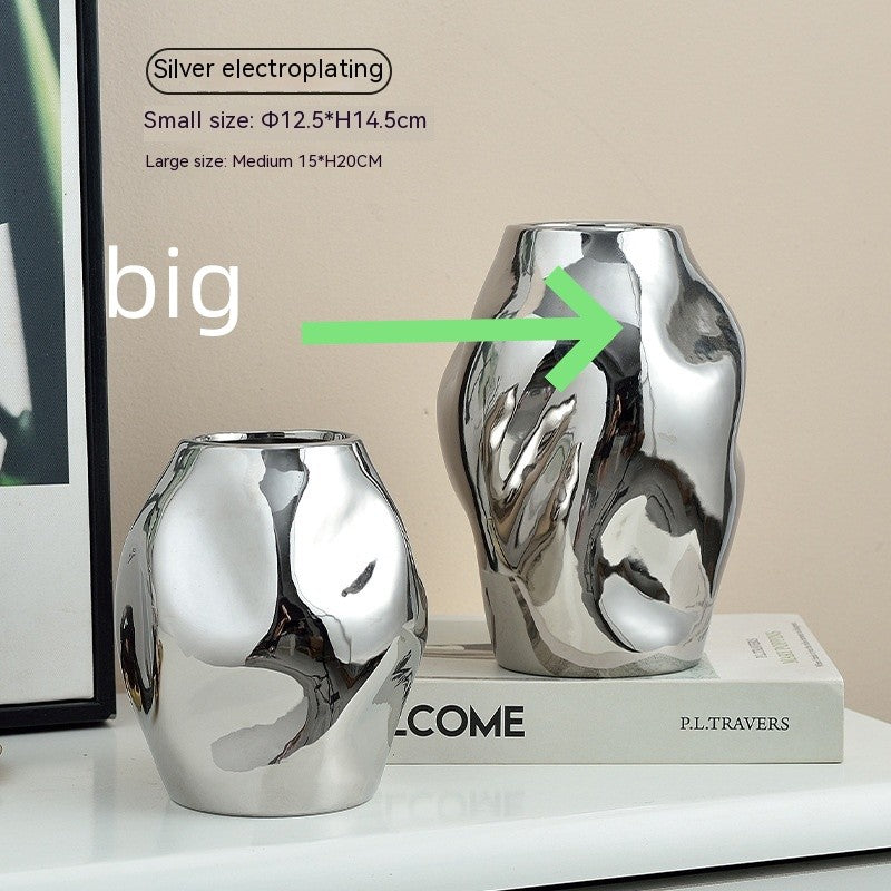 Gold Simple Ceramic Vase Home Flower Arrangement Ornaments