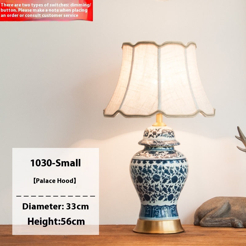 New Chinese Table Lamp Blue And White Porcelain Bedroom Bedside Lamp