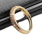 Colorful Zircon Jewelry Micro Setting Gold Adjustable Ring Women