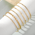 Bohemian Metal Chain Bangle Bracelet Set For Women Geometric Gold Color Thick Link Female Fashion Jewelry