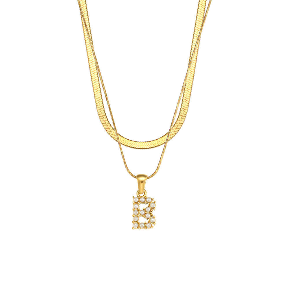 Fiona Layered Gold Initial Letter Necklace