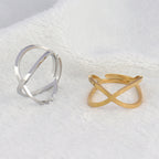 Ladies Statement Cross Line Adjustable Ring
