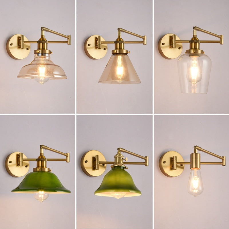 Bedroom Chinese Telescopic Long Brush Holder Wall Lamp