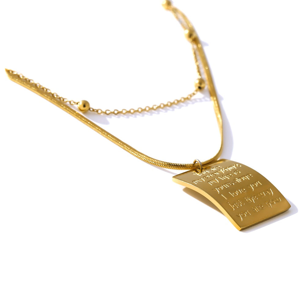 Gold Stainless Steel Pendant Necklace