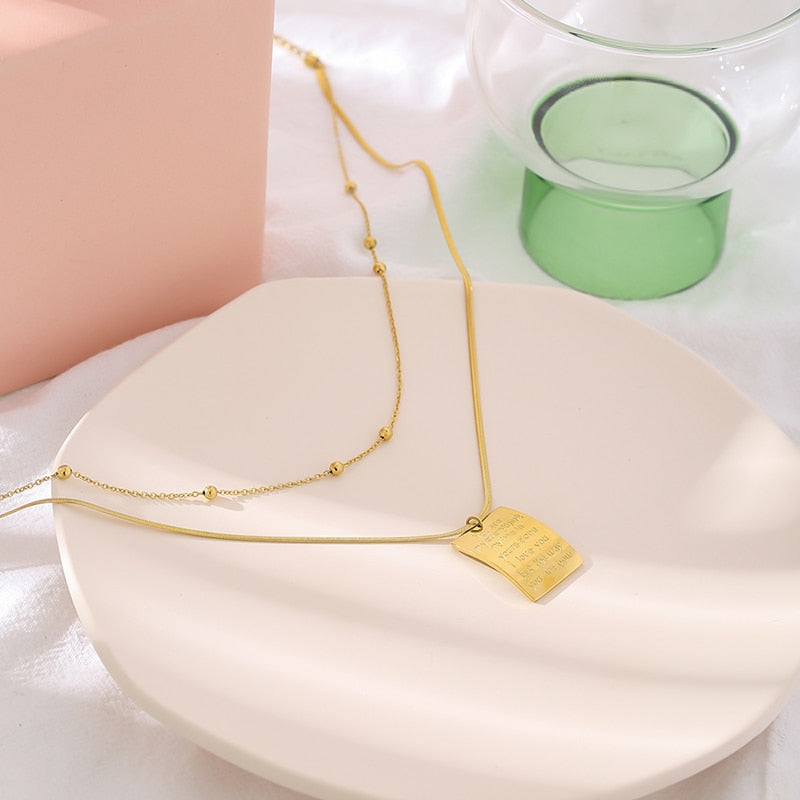 Gold Stainless Steel Pendant Necklace