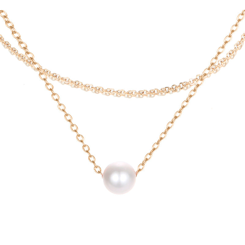 Gold Circular Double Layered Pendant Necklace