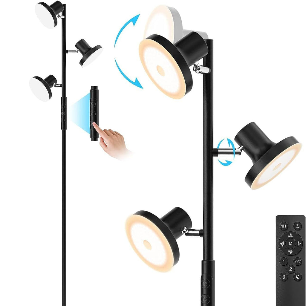 Living Room Bedroom Study Workbench Adjustable Floor Lamp LED Remote Control Rotatable