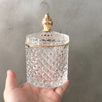 Luxury Gold Painted Glass Sugar Bowl With Lid Glass Candle Cup