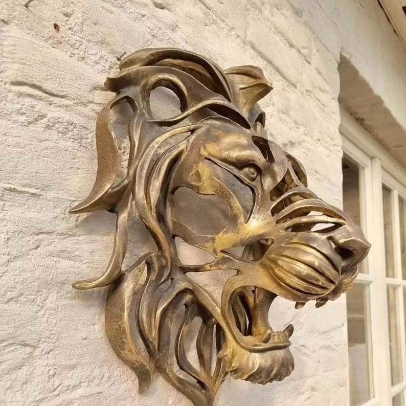 Lion's Head Wall Hanging Art Sculpture Wall Decoration