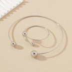 Gold Size Ball Dislocation Thin Open-end Bangle Bracelet Armband Suit