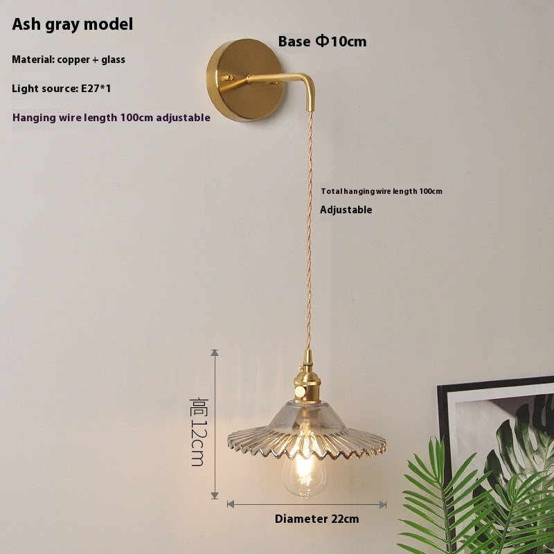 Retro Brass Bedside Lotus Wall Lamp